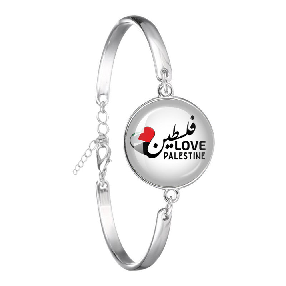 Wholesale Creative Flag Badge Pattern Time Gemstone Bracelet