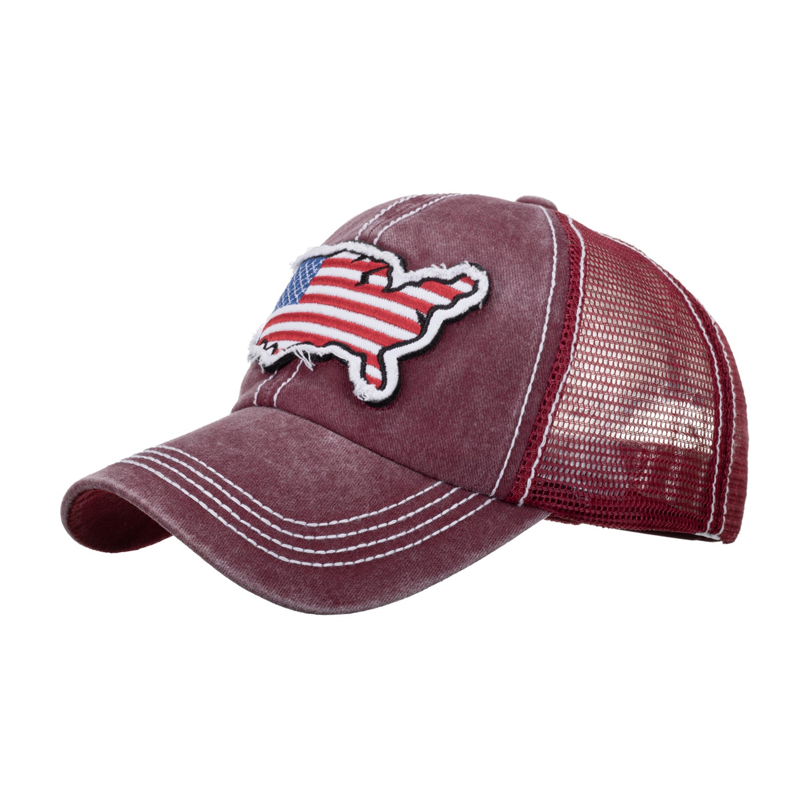 Wholesale Washed Flag Applique Embroidered Baseball Mesh Cap