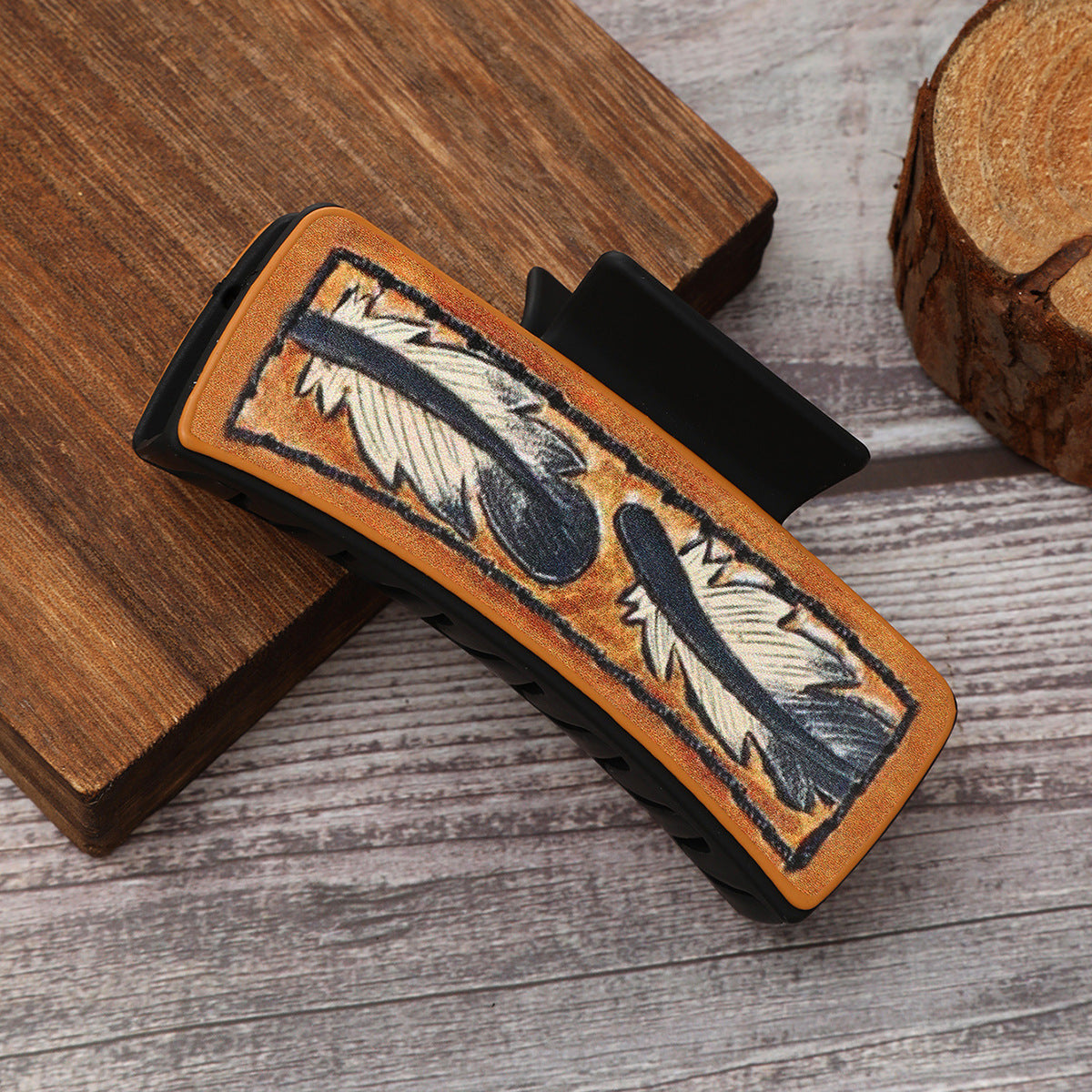 Wholesale Western Style Feather Leather Hairpin Shark Clip