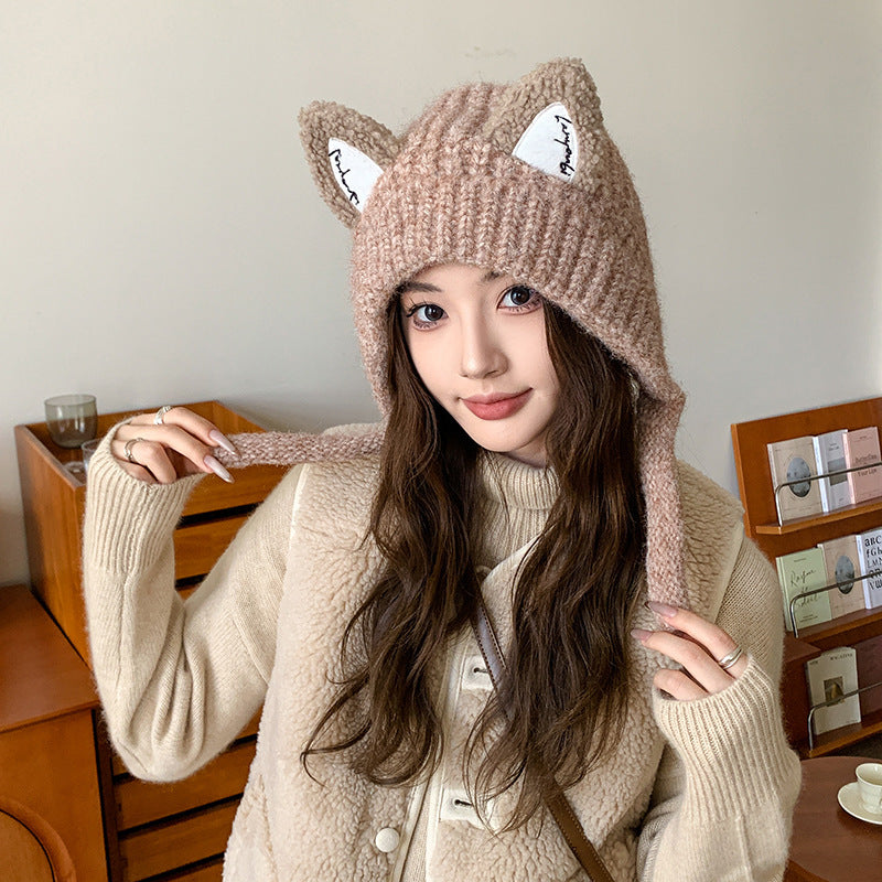 Wholesale Pointy Ear Knit Warm Ear Protector Winter Wind Chill Pullover Ski Cycling Hat