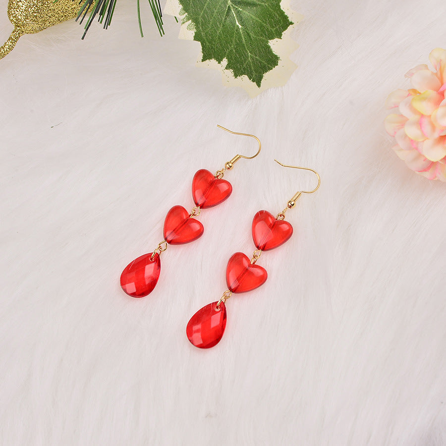Wholesale Bow Peach Red Heart Resin Acrylic Earrings