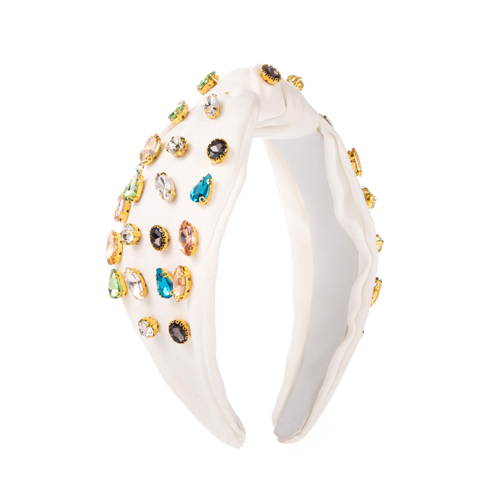 Wholesale fabric full diamond knotted colorful headband hair accessories