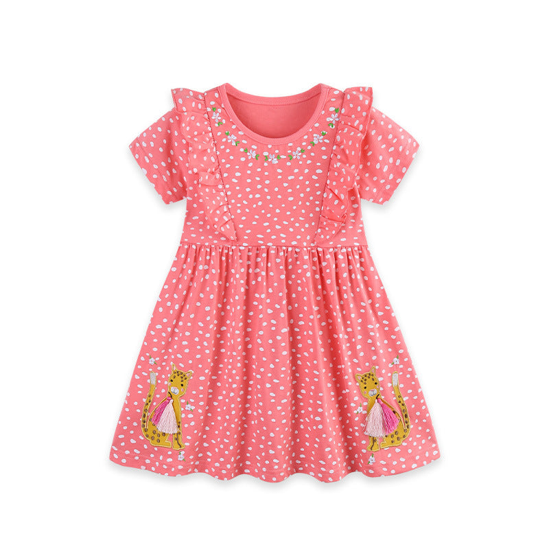 Wholesale Rabbit Embroidery Girls Sleeveless Cotton Princess Dress European Style Boutique