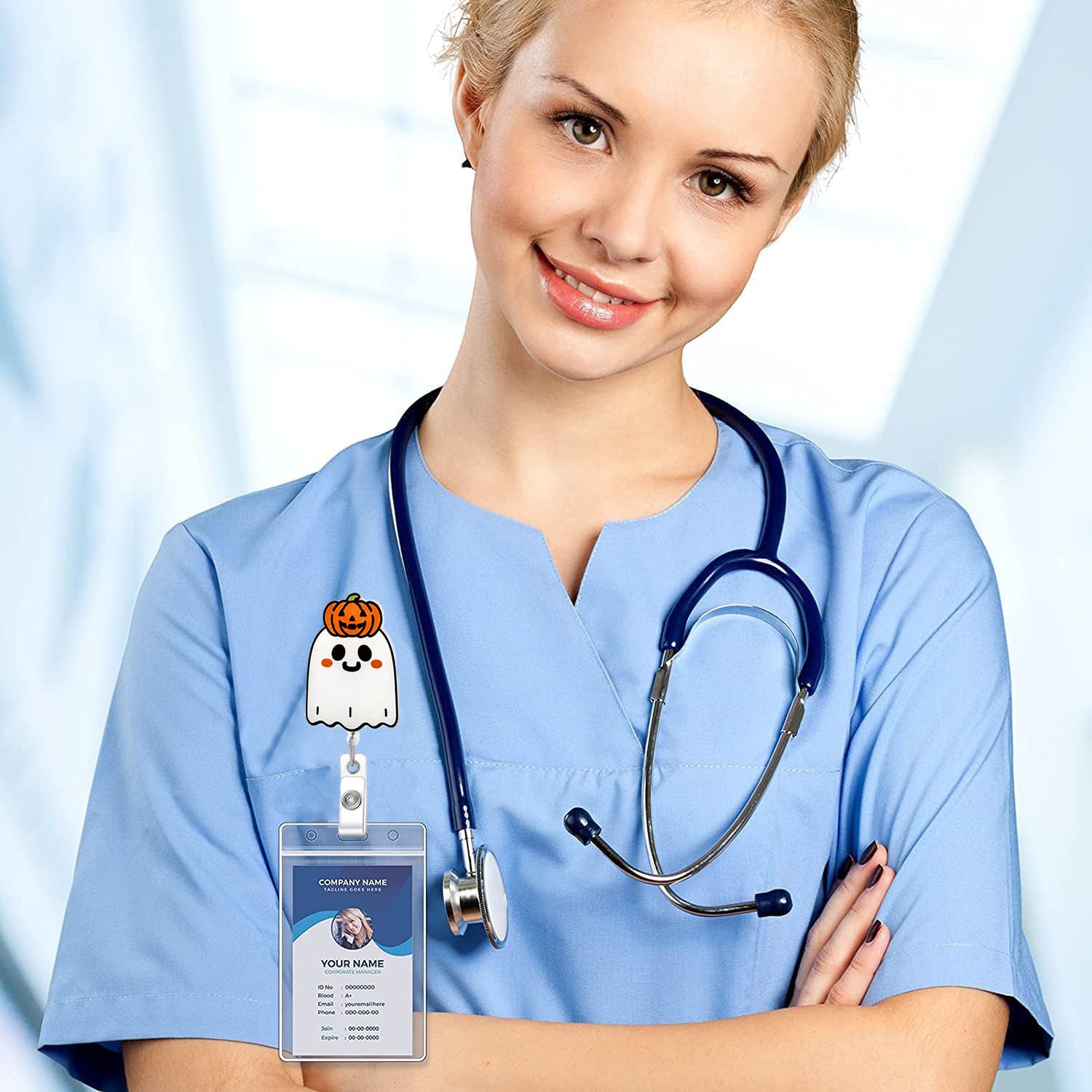 Wholesale  Pumpkin Ghost Doctor Nurse Retractable Badge Scroll