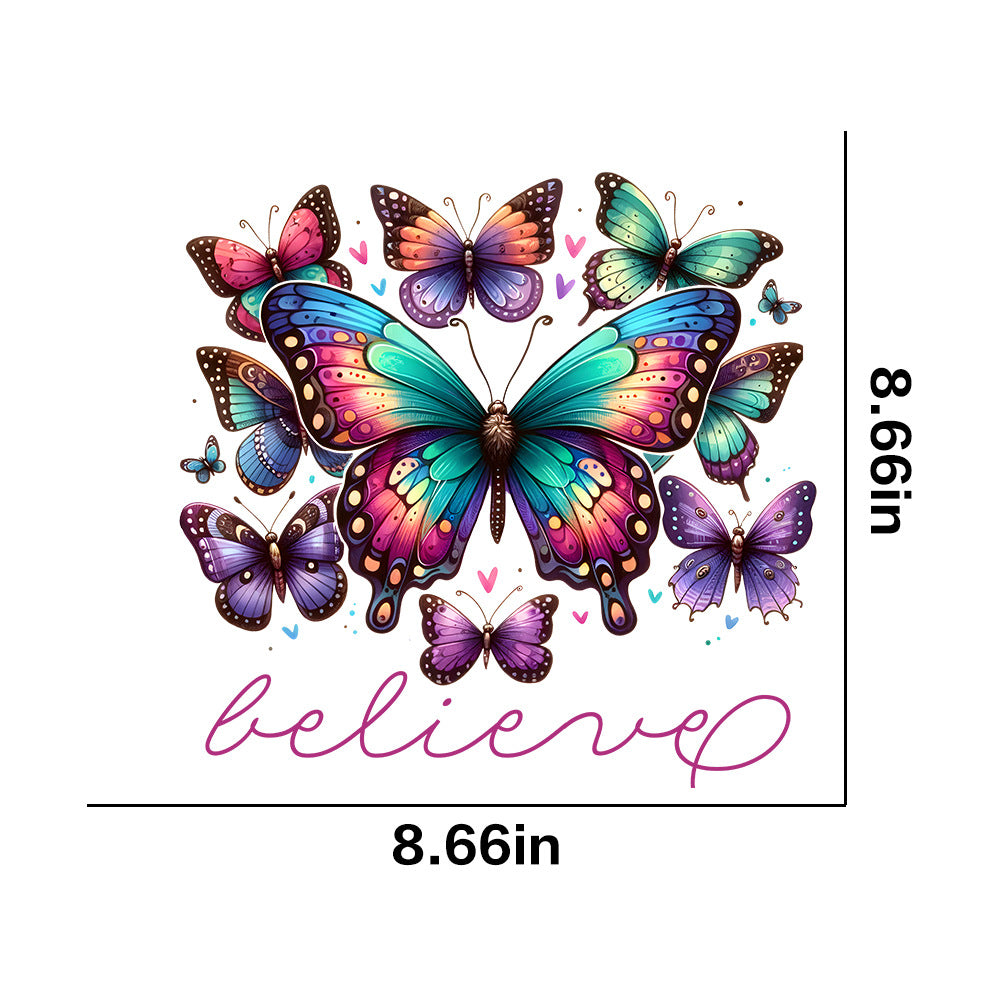 Wholesale 10pcs  color butterfly printing hot stamping  UV DTF Ready to Press Transfers Wraps