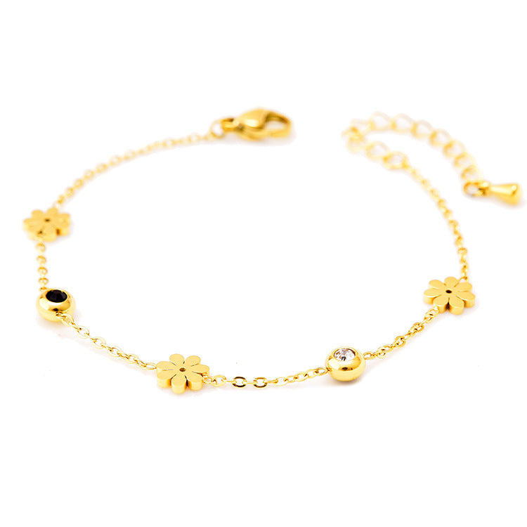 Wholesale Black and White Diamond Butterfly Love Star and Moon Bracelet Titanium Steel 18k Gold Leaf Letter Bracelet