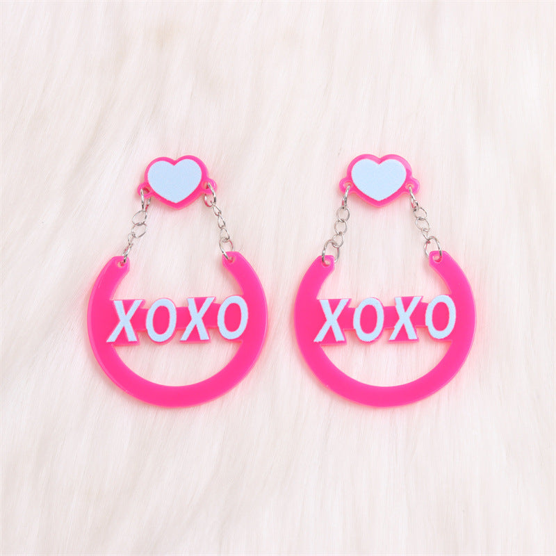 Wholesale Valentine's Day XOXO Heart Acrylic Earrings