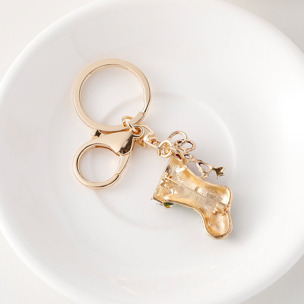 Wholesale Snowman Christmas Socks Hanging Alloy Keychains