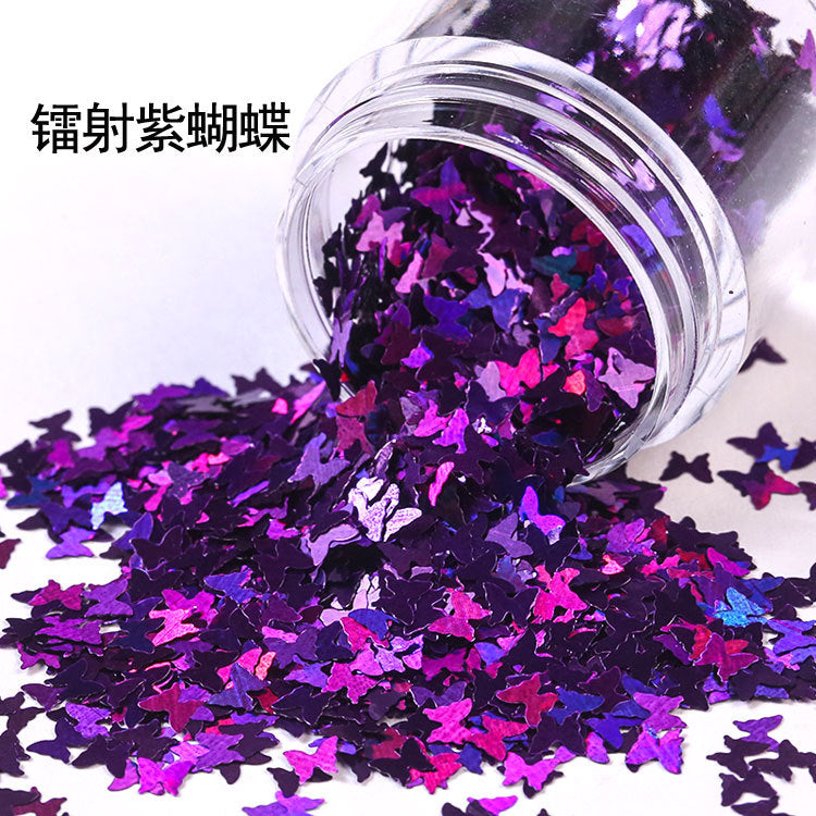 Wholesale Internet Celebrity Sparkling Laser Butterfly Nail Patch Phone Case Glitter Ring Powder Glitter Powder Drop Glue Glitter