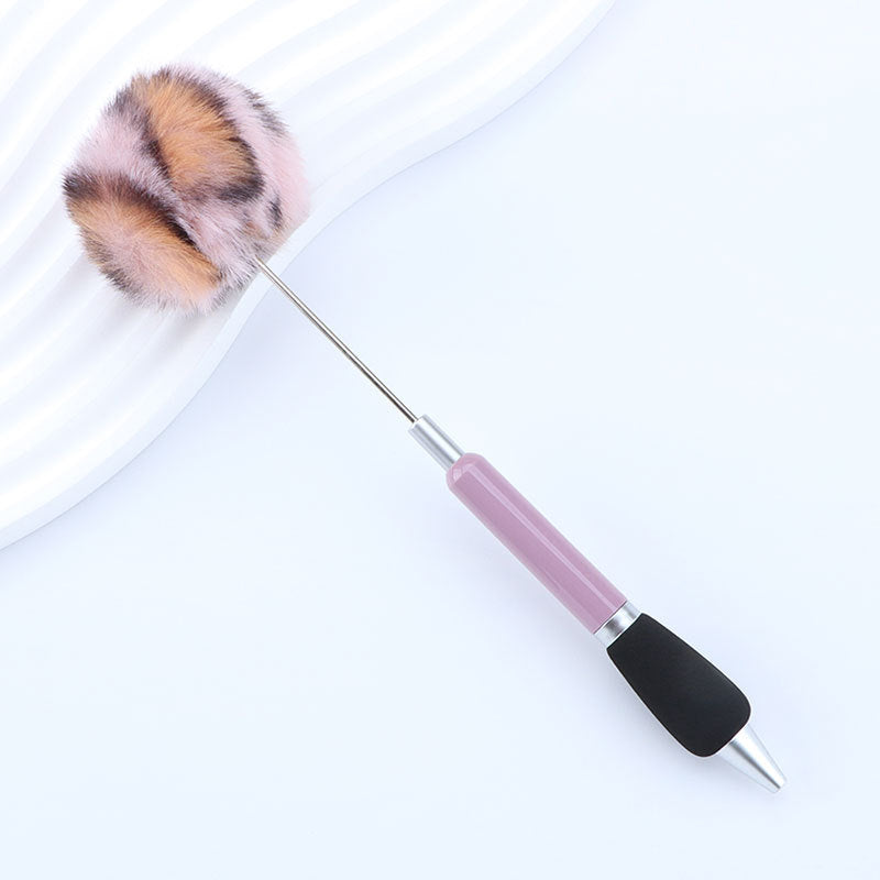 Wholesale 50pcs DIY Hair Ball Cute Girl Heart Furry Cute Round Beads Furry Plastic Beads Pen