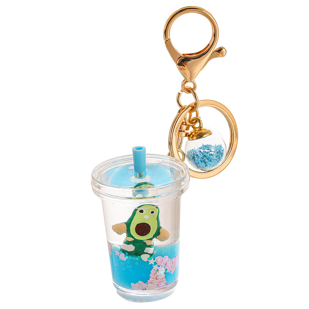 Botellas de leche acrílica al por mayor tazas de té de leche de aguacate llavero