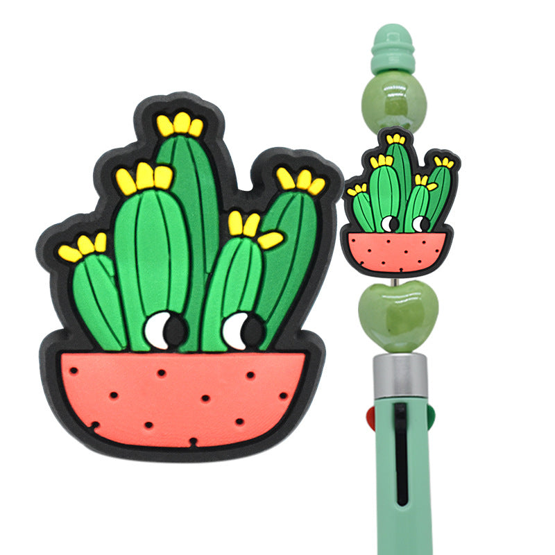 Wholesale 100pcs Diy Cactus Green Plant PVC Soft Beads