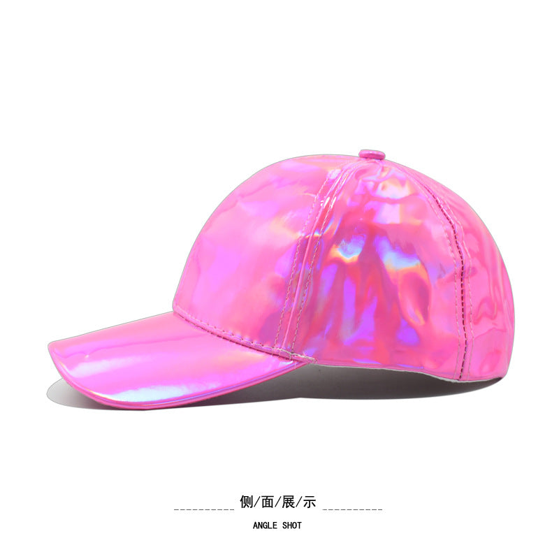 Wholesale new PU leather colorful baseball cap men's street personality cap women's curved brim face small hat
