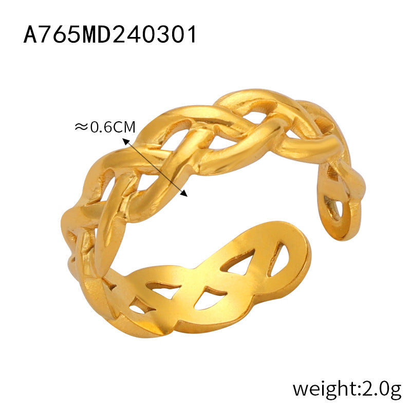 Wholesale Open Titanium Steel Gold Plated Geometric Versatile Ring