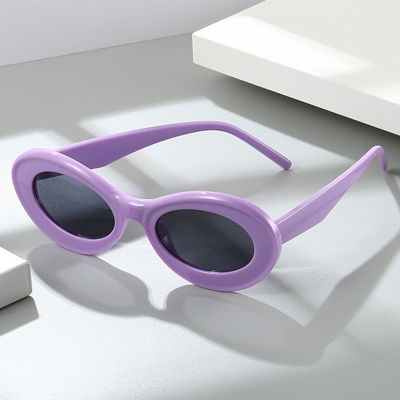 Wholesale Cat-eye Fashion Oval Versatile Maca Color Sunglasses