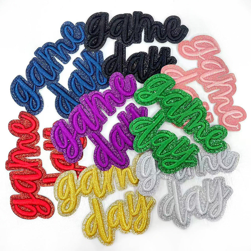 Wholesale Blue Game Day 3D Embroidered Iron On Patch For Clothing Trendy Party Gift Boutique Resale