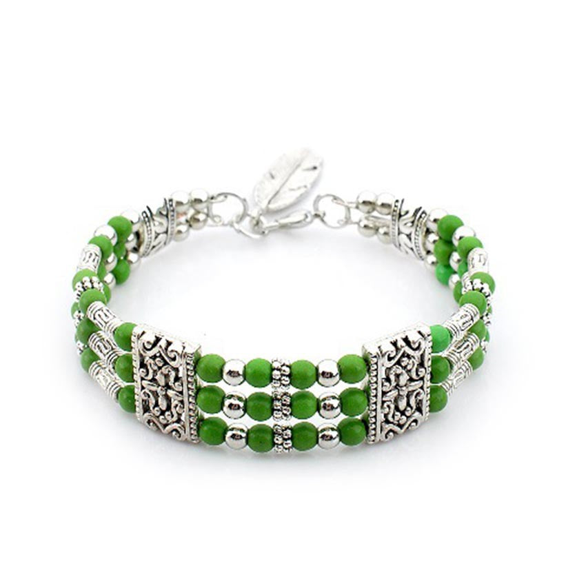 Wholesale Hollow Out Round Three Layers Multicolor Turquoise Zinc Alloy Bracelet