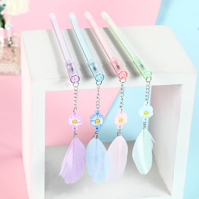 Wholesale Plastic Daisy Feather Pendant Gel Pen