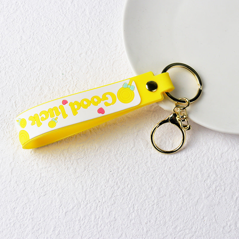 Wholesale PVC Candy Color Soft Rubber Cord Keychain