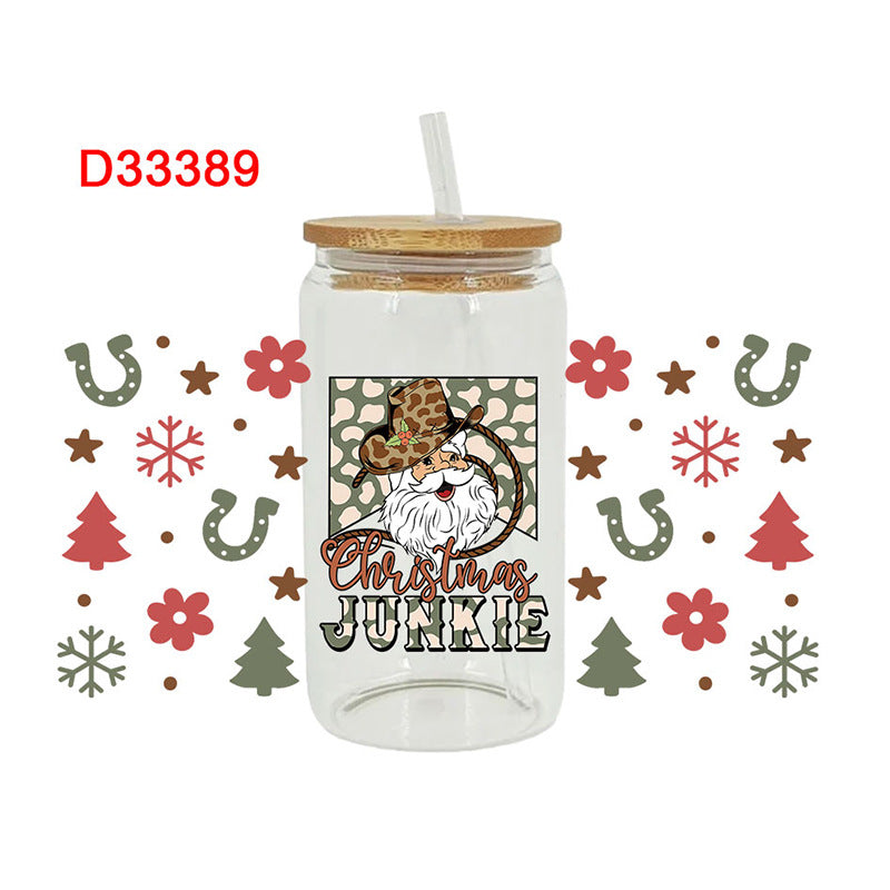 Wholesale Pink series Christmas tree 16oz Cup UV DTF Wraps