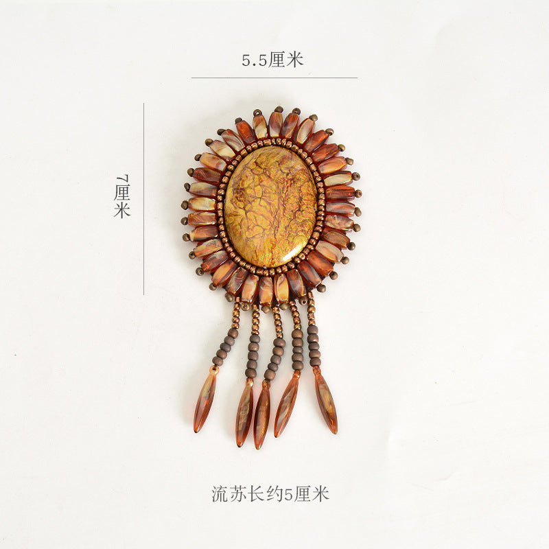 Wholesale DIY Handmade Beaded Cloth Patch Bohemian Tassel Hat Clothing Decoration