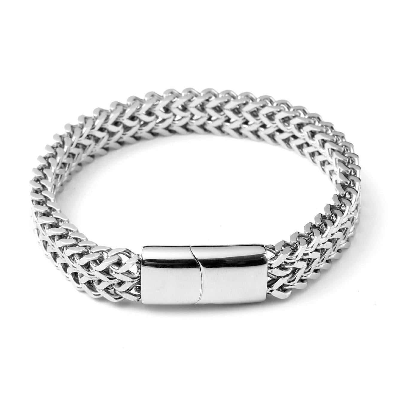 Wholesale fashion accessories titanium steel bracelet men's bracelet stainless steel woven square forward and reverse chain magnet buckle bracelet