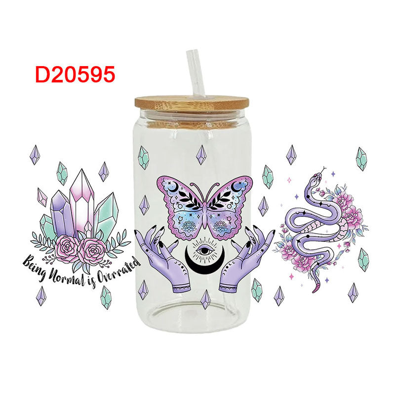 Wholesale Purple sy Mysterious Witch Style Theme 16oz Cup UV DTF Wraps