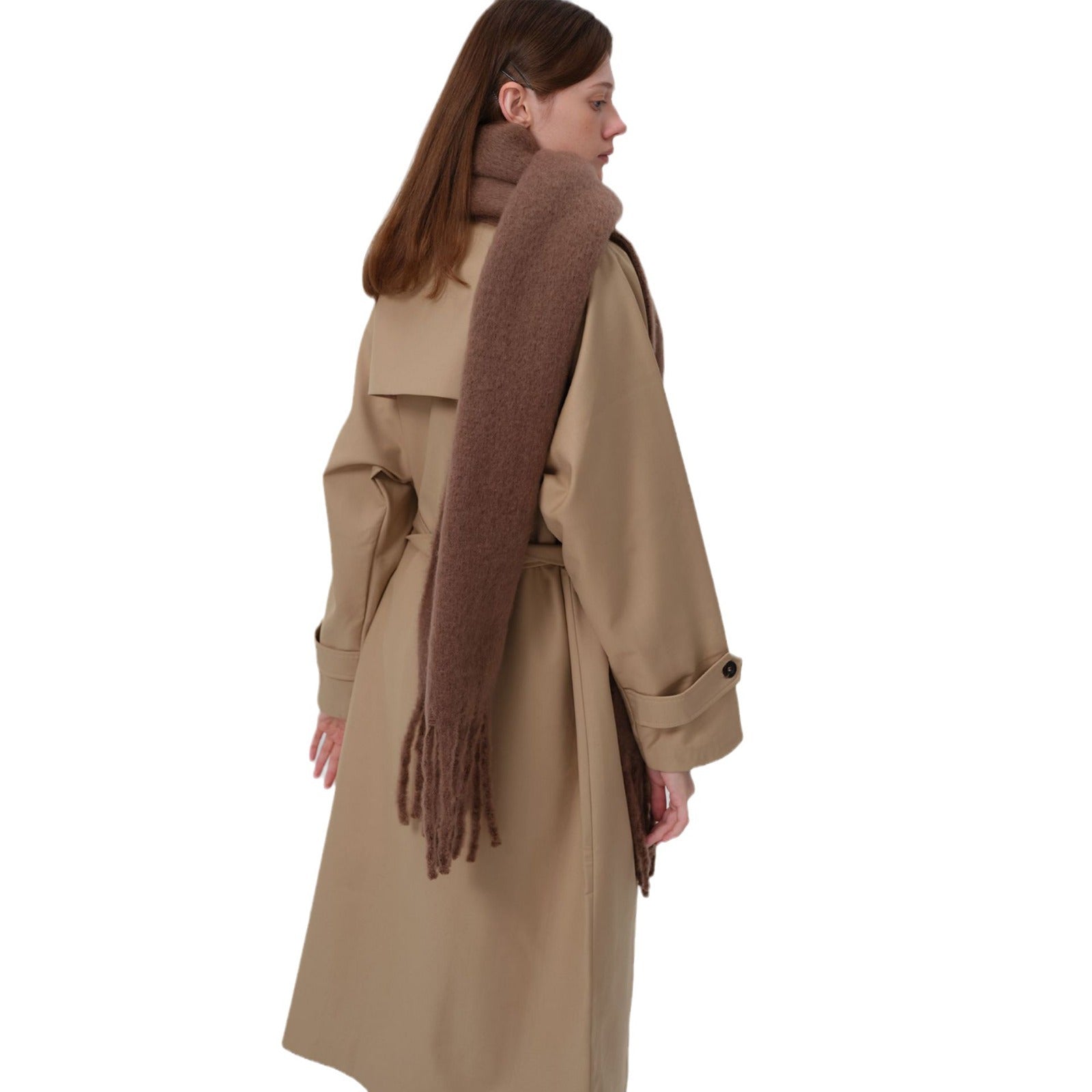 Wholesale Autumn and Winter Thickened Warm Thick Fringed Soft and Waxy Versatile Solid Color Imitation Cashmere Scarf