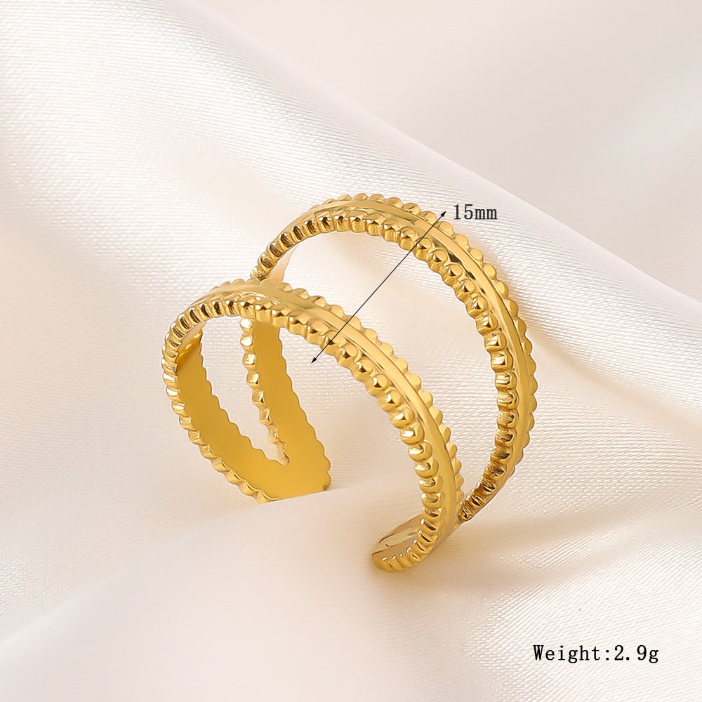 Wholesale Simple Opening Adjustable Stainless Steel Hollow Loop Personalized Rings