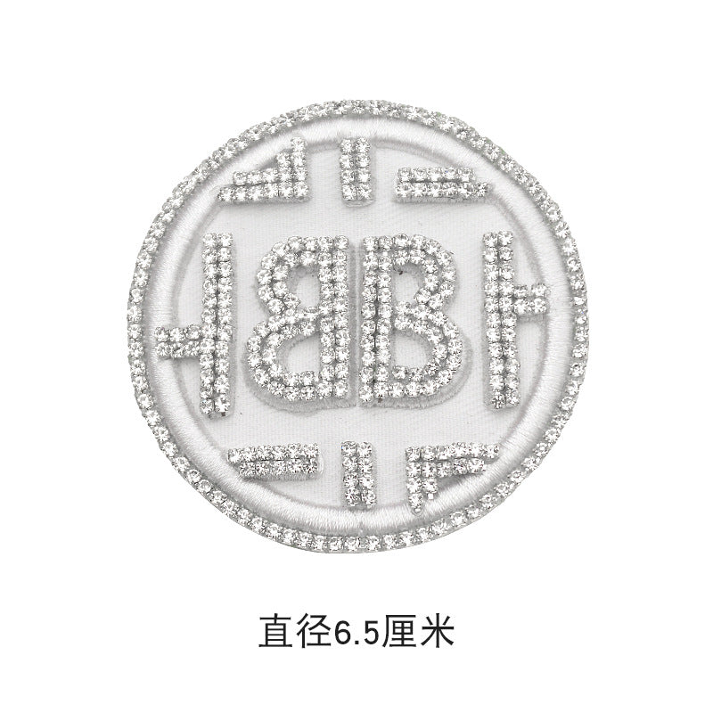 Wholesale Decorative Beaded Rhinestone Round Flannel Patch Badge For Coat DIY Fashion Accessory