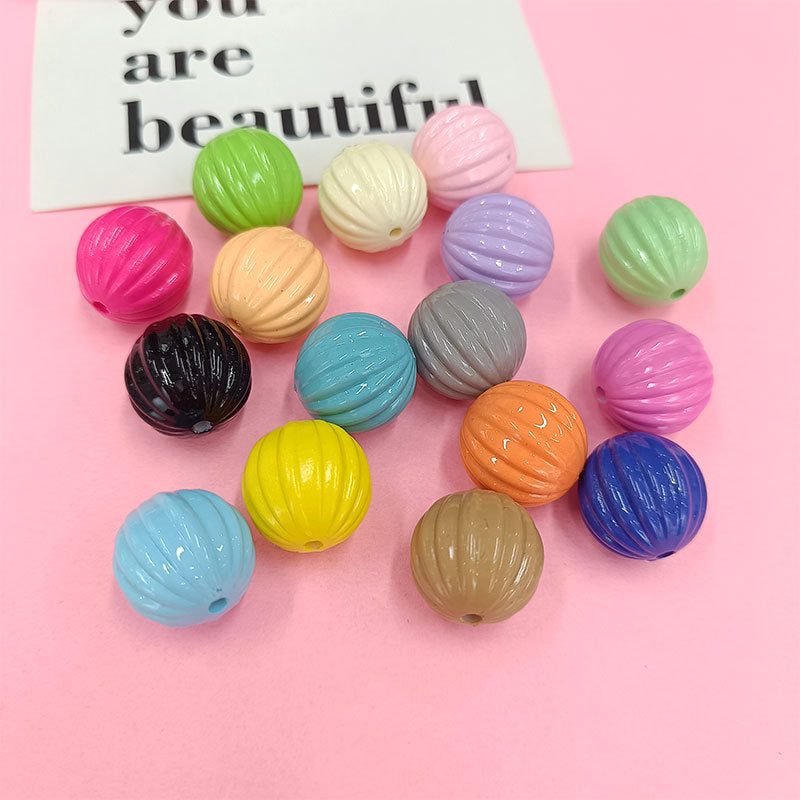 Wholesale 100pcs/Pack Baked Paint Pumpkin 16mm Macaron DIY Handmade Acrylic Beads