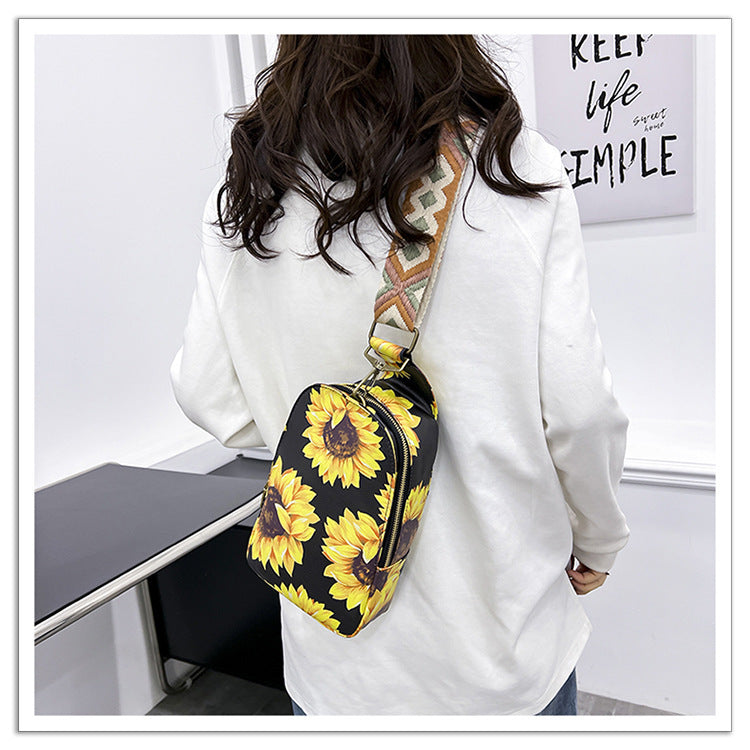Wholesale Western Style PU Cow Print Leopard Print Sunflower Chest Bag Crossbody Bag