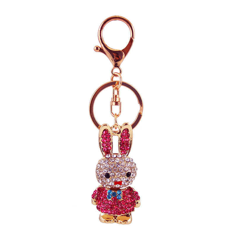 Wholesale Creative Diamond-encrusted Cartoon Rabbit Keychain with Long Ears
