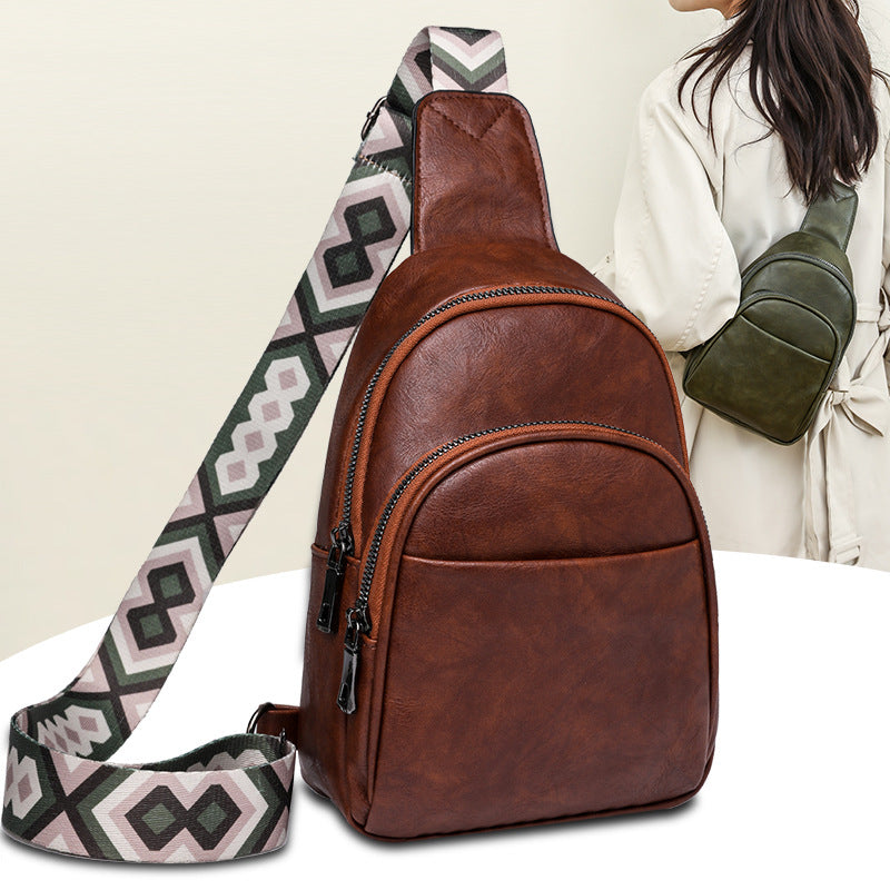 Wholesale PU Autumn and Winter Wide Shoulder Strap Casual Sports Chest Bag