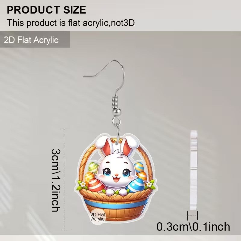 Wholesale Easter Colorful Polychrome Protein Rabbit Acrylic Earrings
