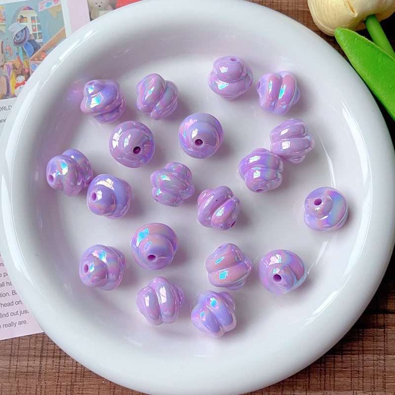 Wholesale 10pcs/pack  Solid color coated spiral bead   Acrylic Beads