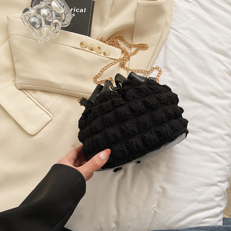 Wholesale Pleated Chain Single Shoulder Cloth Bags