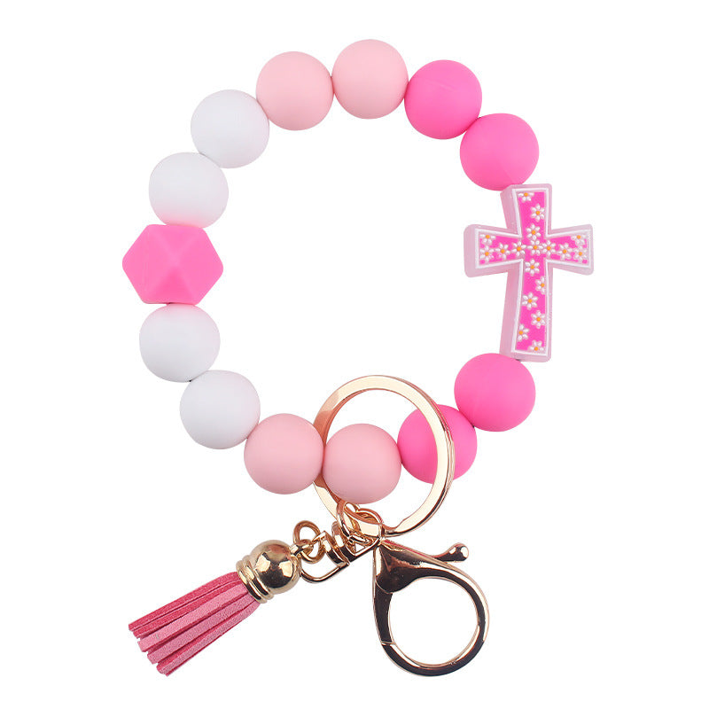 Wholesale Cartoon Cross Silicone Bracelet Keychain