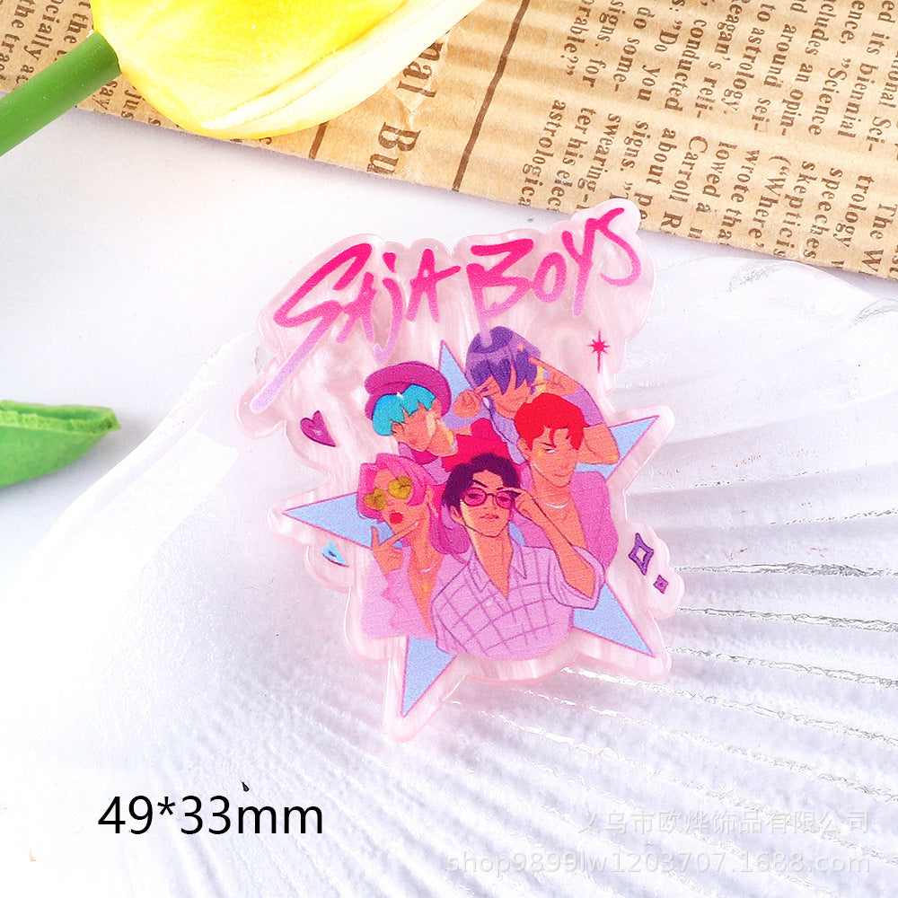 Wholesale 10pcs/ pack Cartoon Girl Cute Pendant Acrylic Pin DIY Accessories