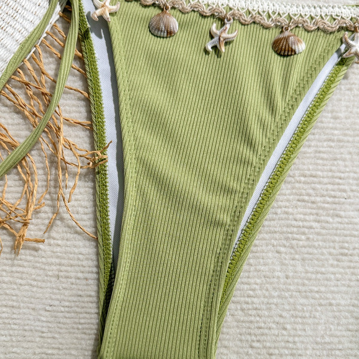 Wholesale Shell triangle cup halter neck tie-up swimsuit