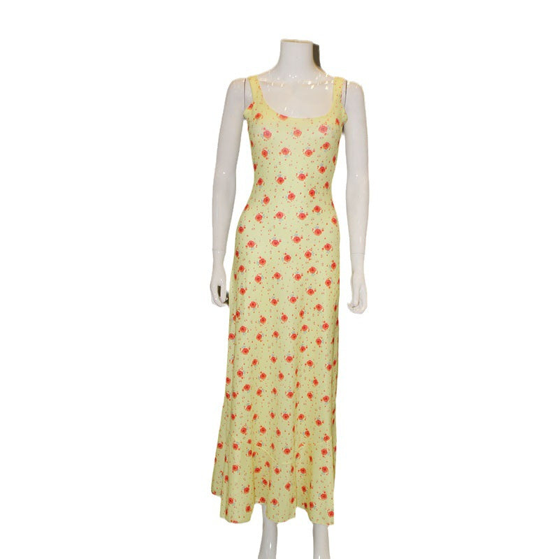 Wholesale Summer new  floral print strap dress sweet fresh beach dress