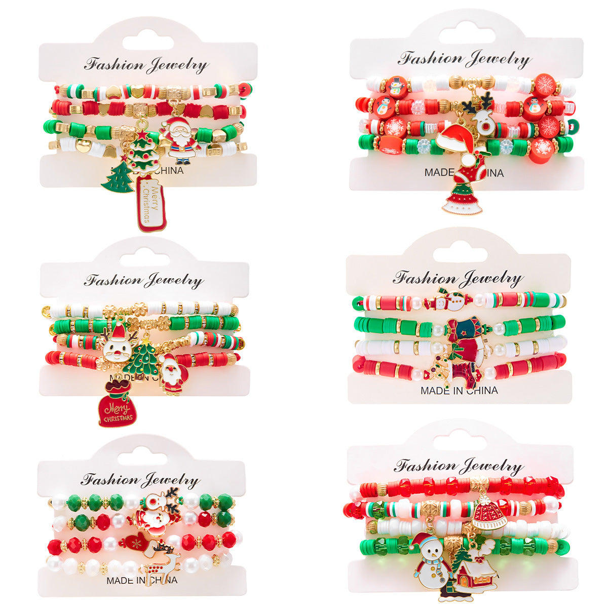 Wholesale Christmas Colored  Layered Bracelet Set