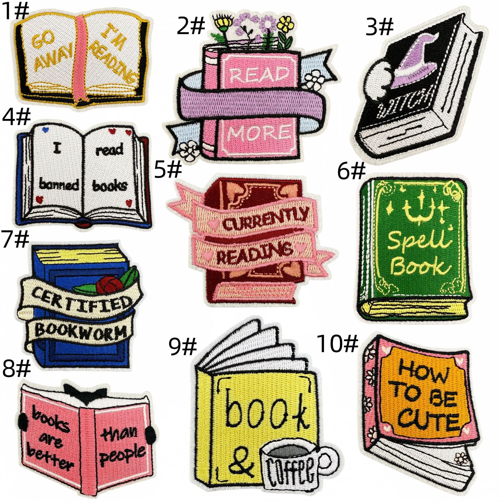 Wholesale Polyester Embroidered Cartoon Book Iron On Patch Reading Badge Decorative Fashion Accessory