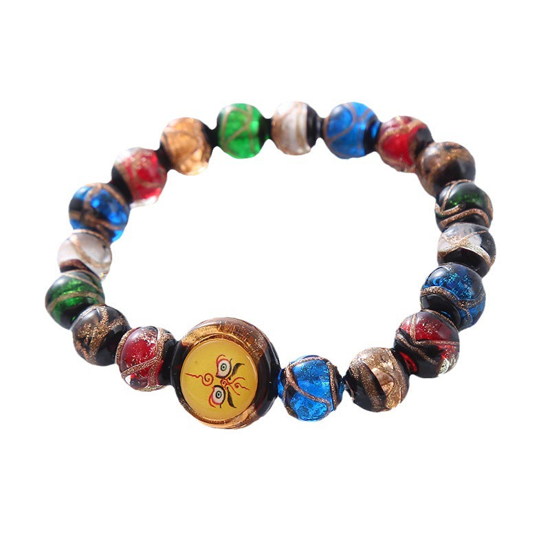 Wholesale Gray Colored Glaze Non-fading Retro Beaded Chinese Style Glass Bracelets