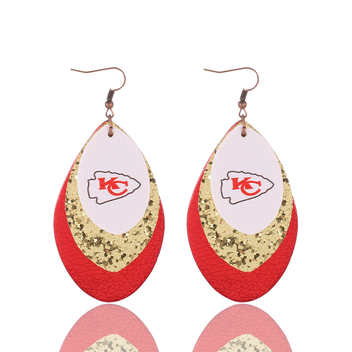 Wholesale Rugby Brown Leopard Tree Leaf Leather Earrings