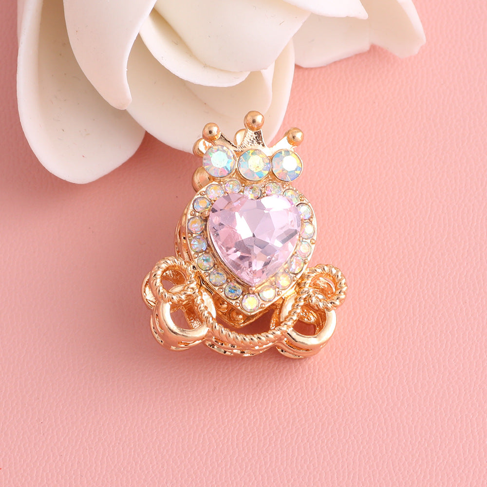 Wholesale 5pcs/pack  Pumpkin carriage heart-shaped crystal alloy rhinestone ball with straight hole  Fancy Beads