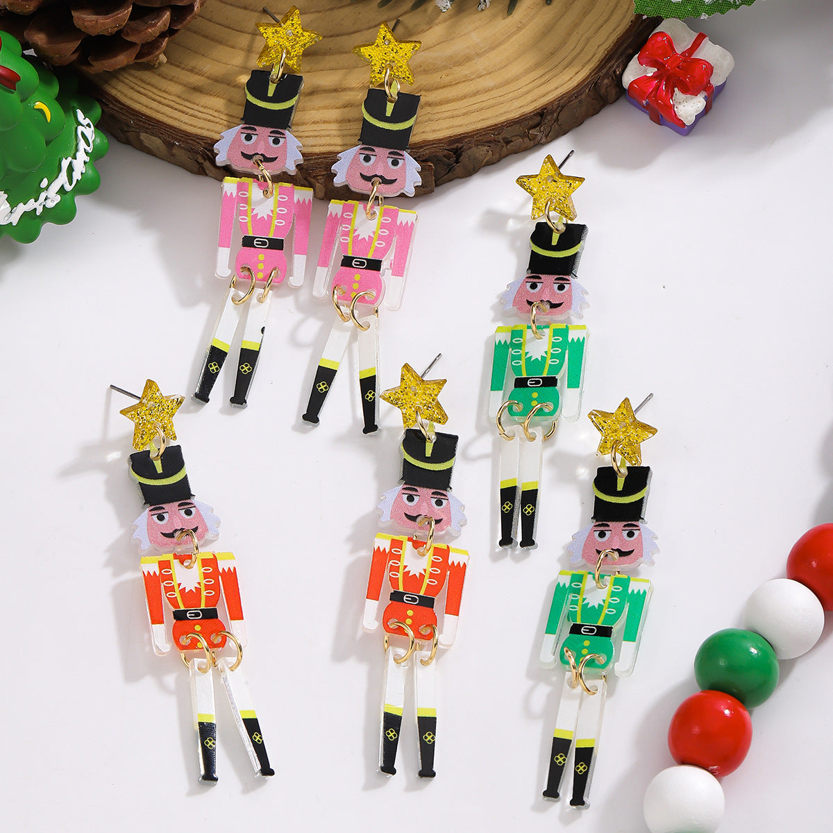 Wholesale 12pcs/pack Christmas Series Nutcracker Soldier Private Soldier Earrings