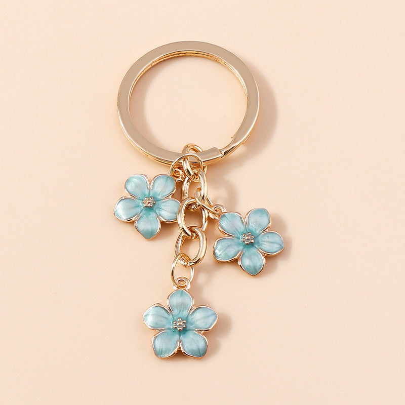 Wholesale Cherry Blossom Metal Keychain Flower Handbag Decoration Pendant Accessories