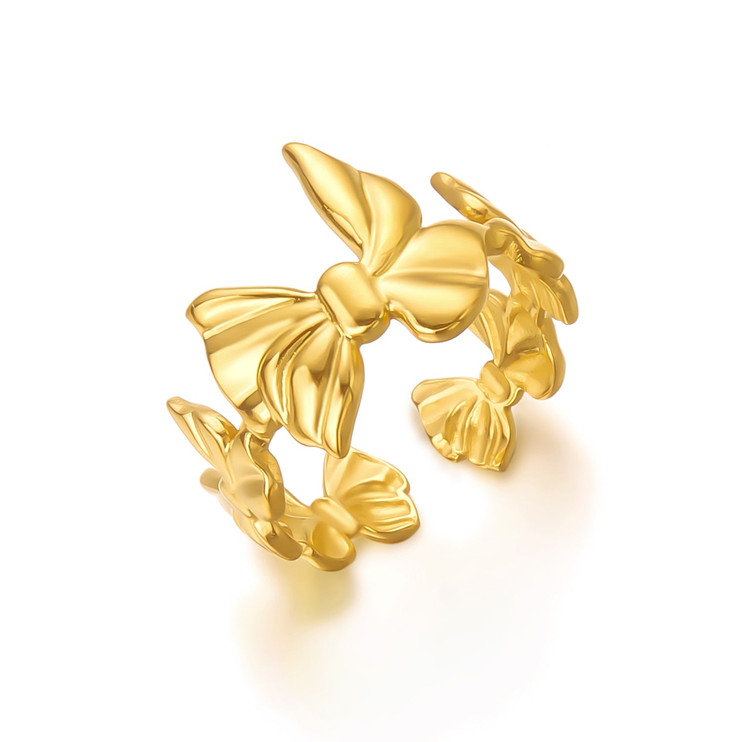 Wholesale Real gold electroplated non-fading butterfly shell starfish versatile ring