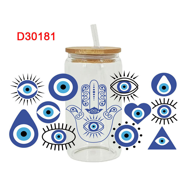 Wholesale Blue Devil's Eye Series 16oz Cup UV DTF Wraps